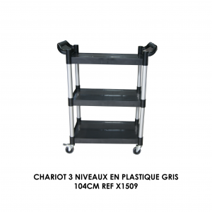 CHARIOT 3 NIVEAUX EN PLASTIQUE GRIS 104CM REF X1509